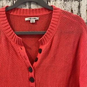 American eagle chunky knit button front pink sweater thumbnail 3