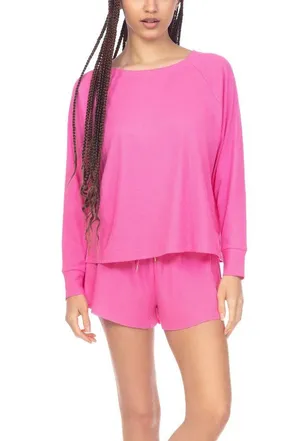 HONEYDEW Cozy Waffle Fabric Lounge Set for Stylish & Comfortable in Pink Medium thumbnail 1