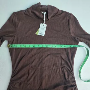 Marine Layer NWT 51Y Lexi Rib Ruched Turtleneck Dress Cocoa Brown Small‎ thumbnail 8