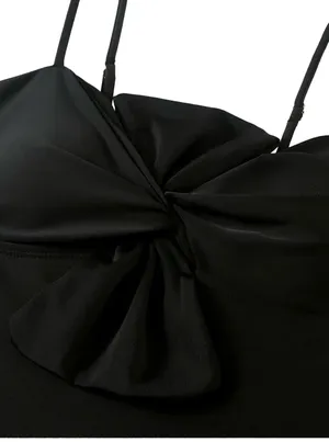 Andrea’s Deals NWT Two-piece Fashionable Bow One-piece Swimsuit, Solid Color Retro Black XL thumbnail 5