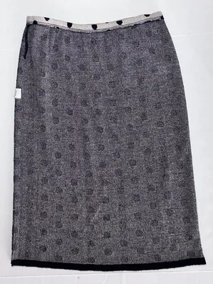 Vintage Polka Dot Knit Wool Blend Pencil Skirt - Size 6 - Tan Black Poka Dots thumbnail 7