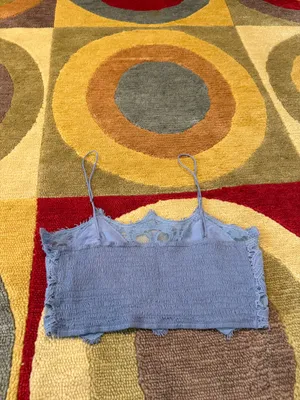 Free People FP One Athena Scallop Crochet Bralette Lace Boho Blue Size Large thumbnail 3