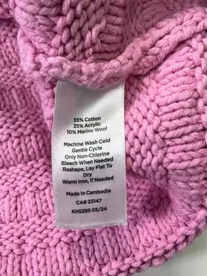 Talbots Cotton Wool Blend Rose Pink Buttoned V-Neck Textured Sweater Size Large thumbnail 7