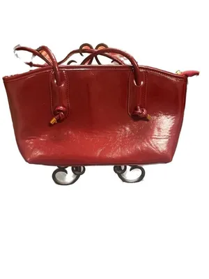Vintage Style Red Patent Faux Leather Shoulder Bag with Knot Detail thumbnail 4