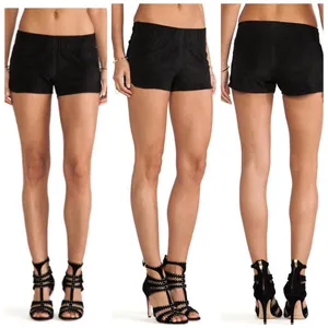 Hudson Siouxsie Dolphin Suede Leather Stretch Shorts Black S Small Lamb Nubuck thumbnail 2