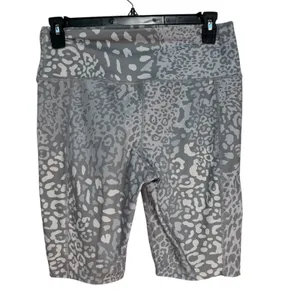 Athletic Works Leopard‎ Print Shorts Women Grey White Stretch Workout Gym Size L thumbnail 5