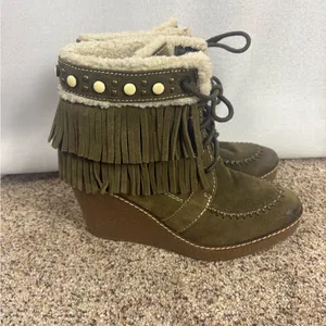 Sam Edelman Women’s Size 7 Kemper Wedge Booties Festival Anthropologie Boho‎ GUC thumbnail 3