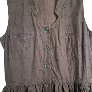 Antonio Melani Brown Cotton Sleeveless V-Neck Eyelet A-Line Dress Sz 2 thumbnail 3