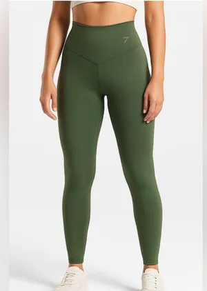 Gymshark Elevate 2.0 High-Waisted Full-Length Leggings – Olive Green thumbnail 1