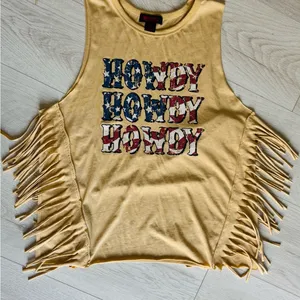 Rock and Roll Denim Women's Howdy Fringe Graphic Tank Size L thumbnail 4