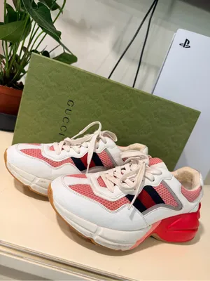 Gucci Gold Leather-Trim Sneakers thumbnail 2