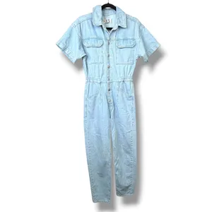 Free People We The Free Marci Coverall Clear Skies Cotton Denim Button Jumpsuit thumbnail 4