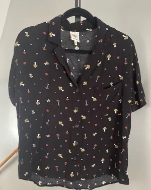 Self Esteem Mushroom Print Button Down Shirt Size XL thumbnail 1
