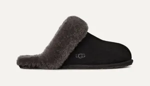 UGG Scuffette II Black Gray Suede Fur Lined Slip On Slippers Womens Shoe Size 10 thumbnail 1