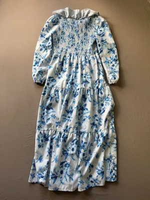 Peasant Floral Smocked Tiered Maxi Dress thumbnail 3