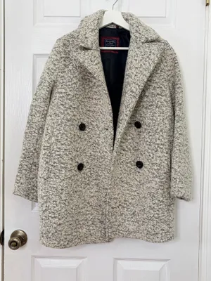 Abercrombie & Fitch Wool Blend Coat S Boucle Peacoat Old Money Preppy Classic thumbnail 5