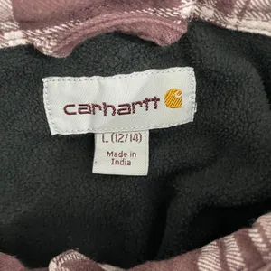 Carhartt Fleece Lined Flannel Shirt Women L Maroon Workwear‎ Button Shacket thumbnail 4