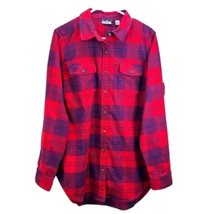 LL Bean Whisper Lodge Red Plaid Flannel Button Up Shirt Pockets LARGE thumbnail 4