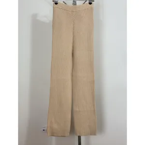 Athina Women’s Beige Pants 100% Viscose Ribbed Knit Wide Leg Drawstring Size S thumbnail 2