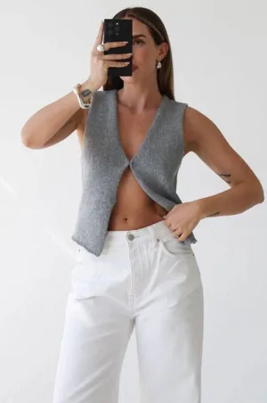 Rumored Trending Grey Knit Vest thumbnail 1