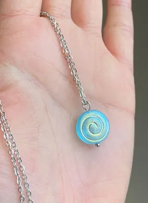 Handmade spiral swirl uzumaki funky boho fairy style simple necklace🌀 thumbnail 4