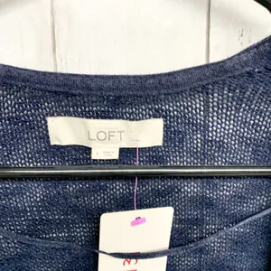 Ann Taylor LOFT‎ Sweater Women Large Blue Open Front Long Sleeve Knit Cardigan thumbnail 2