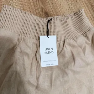 Love Tree Linen Blend Wide Leg Pants Beige Smocked‎ Waist Trousers Large NWT thumbnail 3