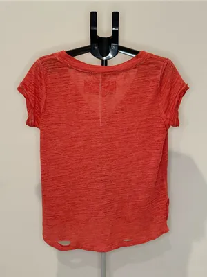 We The Free Free People Distressed V-Neck Tee Coral Red XS thumbnail 5