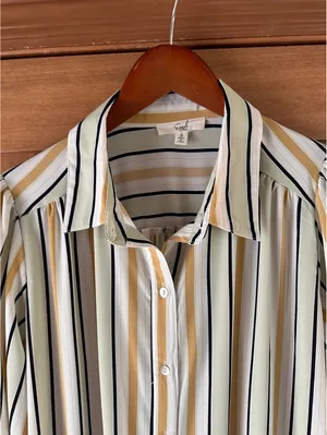 Easel Long Sleeve Striped Button Up Maxi Shirt Dress Women’s Small thumbnail 6