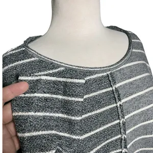 ANTHROPOLOGIE Women’s Devin Heathered Navy Striped Textured Knit Top thumbnail 5