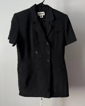 SILX 6 Black Silk Double Breasted Blazer Jacket Vintage 90s minimalist thumbnail 1