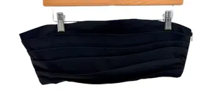Meshki Lola Ruched Crepe Bandeau Top Black Strapless Crop Top Sz L New Going Out thumbnail 1