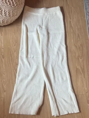 Lovers + Friends Cream Ribbed Casual Pants thumbnail 1