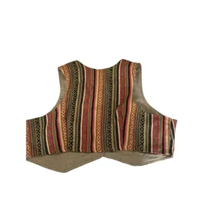 Earthbound Trading Co Woven Striped Cropped Boho Hippie Vest Women's XL thumbnail 3