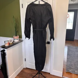 Quince 100% European Linen Maxi Shirt Dress Black Belted Women's Size Small thumbnail 6