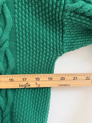 Aritzia Sunday Best Peggy Sweater Cable Knit V-Neck Size xxs xs small green thumbnail 7