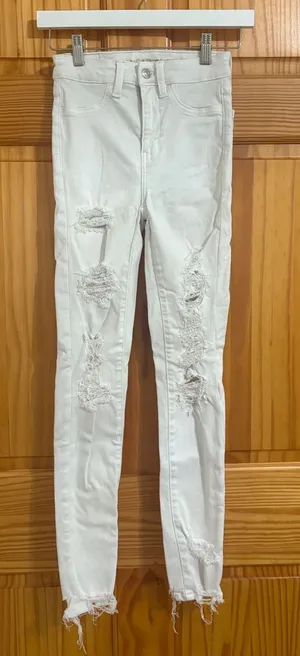American Eagle Next Level Stretch Super High-Rise White Jegging Size 00 thumbnail 1