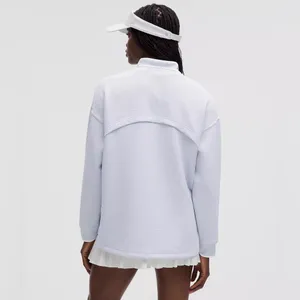 Lululemon Textured Long-Sleeve Polo Shirt Starch Blue White Athleisure Preppy thumbnail 2