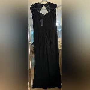 NEW Lace Sweetheart Neck Open Back Adjustable Slit Formal Gown Maxi Dress L thumbnail 6
