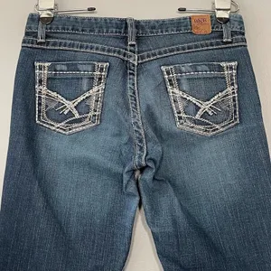 Buckle BKE Denim Kate Jeans Size 28X31.5 Whiskered Blue Western Bootcut Low Rise Y2K thumbnail 5