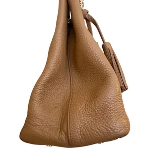 Tory Burch Pebbled Leather Chain Tote‎ Brown Camel Slouchy Bag thumbnail 5