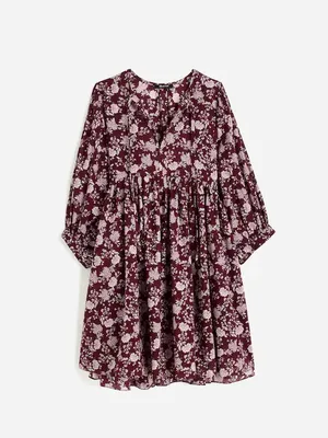 Madewell nwt size XL Splitneck Puff-Sleeve Dress in Floral thumbnail 5