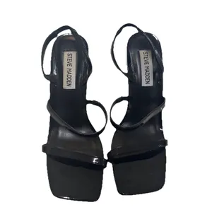 STEVE MADDEN Gracey Black Square Toe Stiletto Heeled Sandal 6.5 EUC thumbnail 3