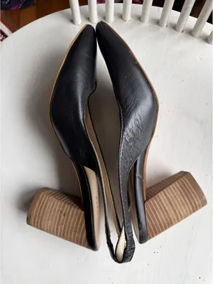 Cole Haan Black Leather Slingback Heels Size 8 B thumbnail 9