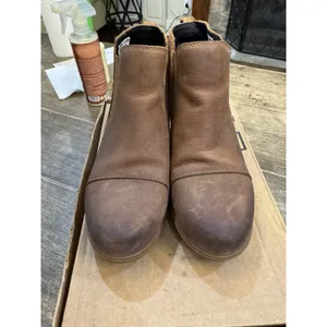 Sorel Womens Size 7 Brown Leather Chelsea Ankle Wedge Fashion Boots Bootie thumbnail 4