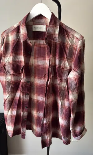 Abercrombie Red Flannel Plaid Women’s Button Down thumbnail 1
