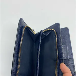 Coach Small Snap Navy Pebbled Leather Wallet thumbnail 6