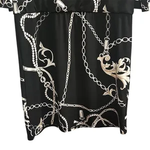 White House Black Market Women's‎ Blouson Dress S Chain Link Print Black thumbnail 13