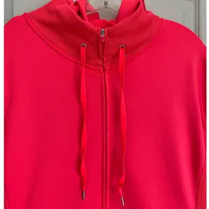 GapFit Womens XL Pink Red Full Zip Hoodie‎ Thumbhole Athletic Jacket Funnel Neck thumbnail 6