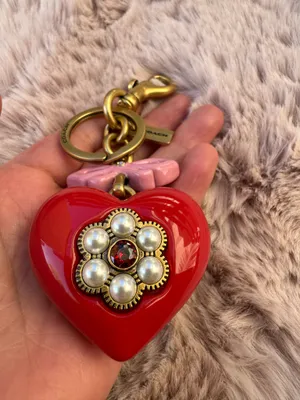 Coach Heart Bag Charm key charm red pink thumbnail 6